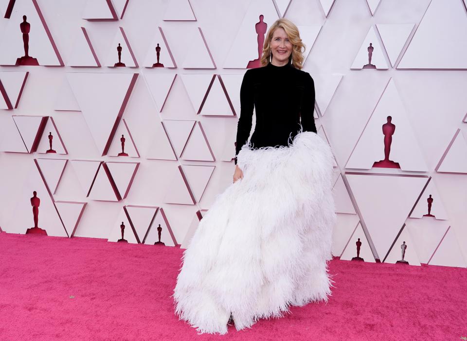 Laura Dern at the 2021 Academy Awards wearing Oscar de la RentaAP