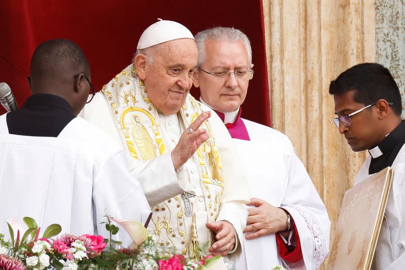 FILE PHOTO: Pope Francis delivers his "Urbi et Orbi" message at St. Peter's Square