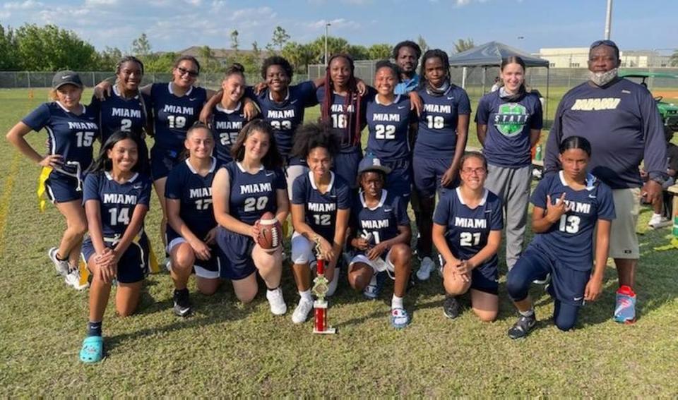 Miami High girls’ flag football team.