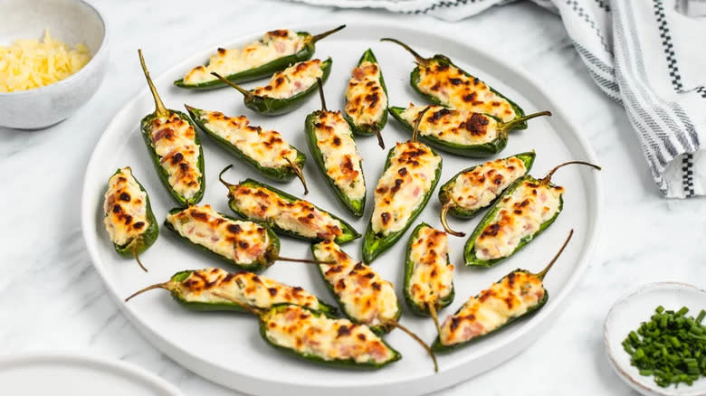 Broiled jalapeño poppers on plate