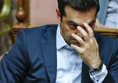 Greek Prime Minister Alexis Tsipras gestures during a parliamentary session in Athens, Greece June 28, 2015. REUTERS/Alkis Konstantinidis