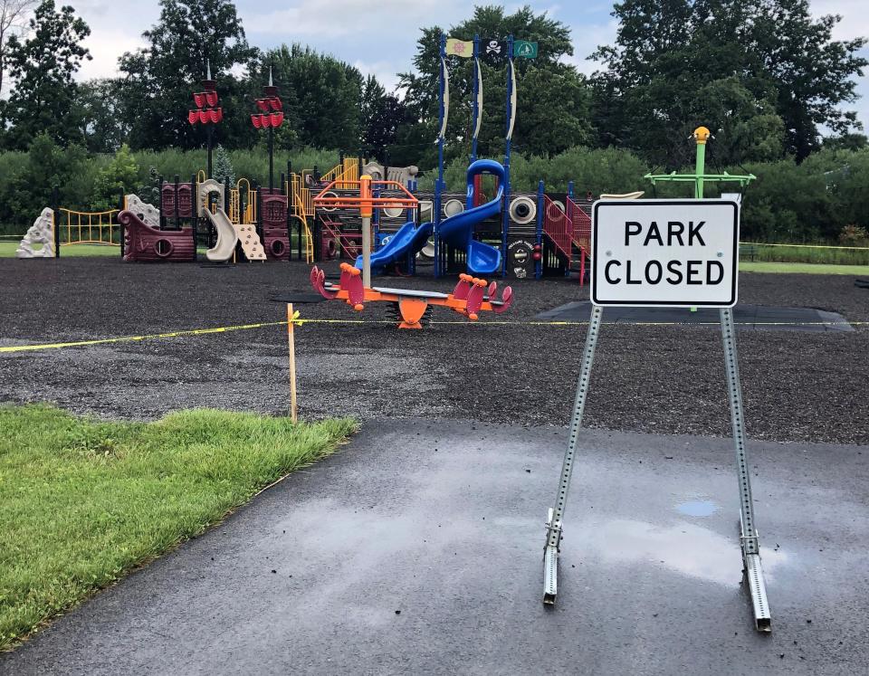 The Pirates Park area of Richard P. Outhouse Memorial Park in the town of Canandaigua remains closed.