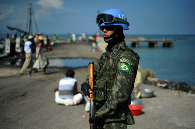 A Brazilian member of the UN peackeeping mission in Haiti patrols the Cite Soleil slum of the capital Port-au-Prince in this file photo