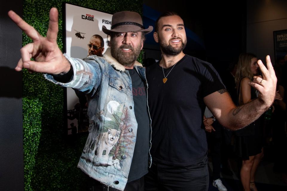 Nicolas Cage with his son Weston Coppola Cage at the premiere of ‘Running with the Devil’ in 2019 (Emma McIntyre/Getty Images)