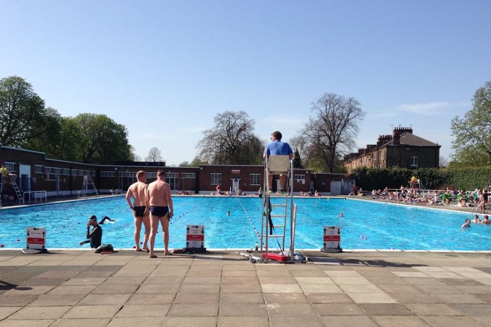 South London sun: Brockwell Park&#x002019;s lido is an ever-popular spot 