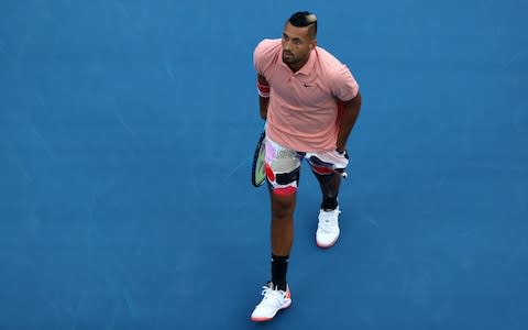 Nick Kyrgios tries to respond to going down an early break  - Credit: GETTY IMAGES