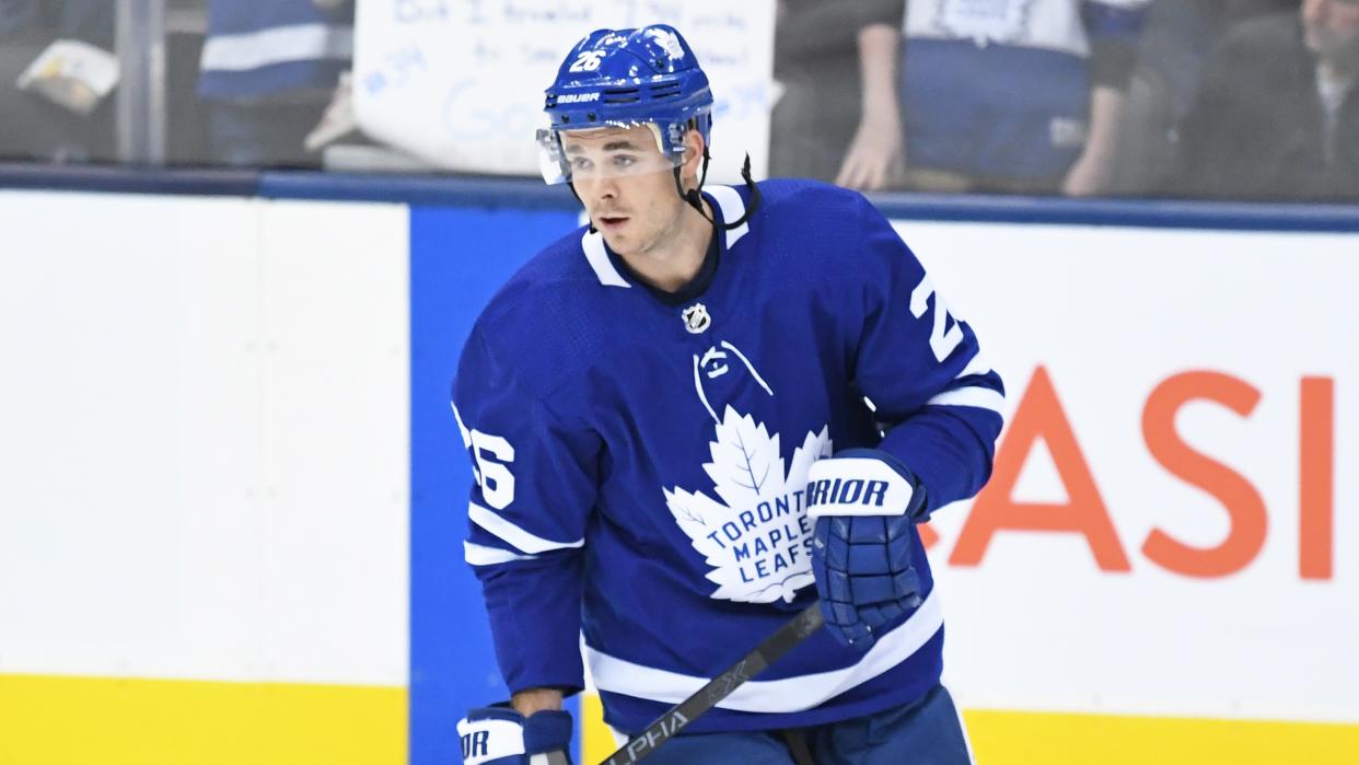 Toronto Maple Leafs forward Nick Shore scored his second of the season after head coach Sheldon Keefe decided to re-insert him in the lineup. (Photo by Gerry Angus/Icon Sportswire via Getty Images)