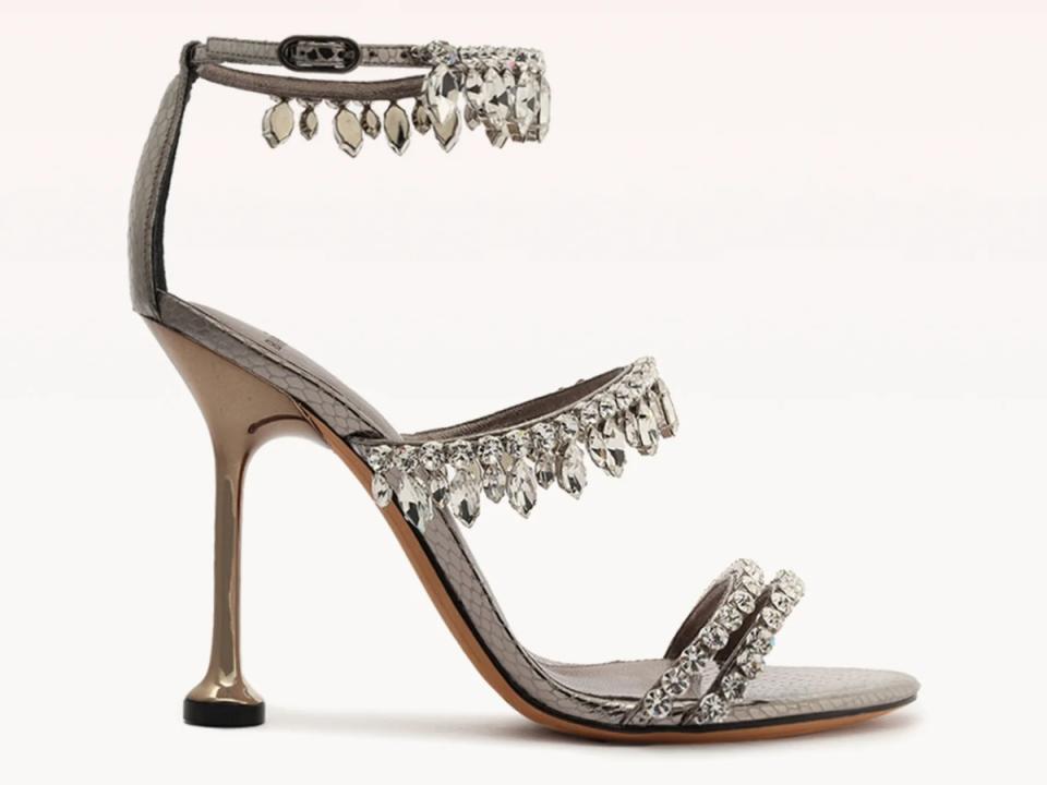 Alexandre Birman Karina 100 sandal, alexandre birman sandals, crystal-embellished sandals, silver stiletto sandals