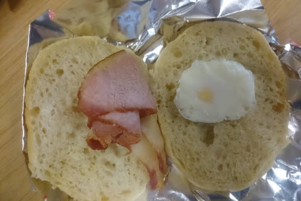 The offending bacon and egg roll.