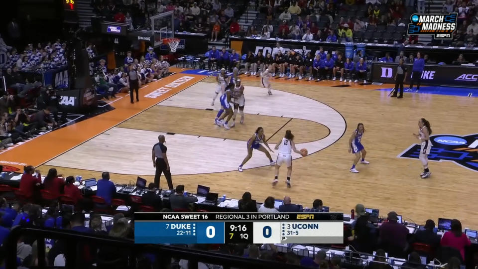 Look at the 3-point line during Friday night's Sweet 16. (via ESPN)