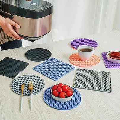 Protect your countertops from scalds and burns by using these heat-resistant silicone trivets. They work as jar grippers, spoon rests, and more.