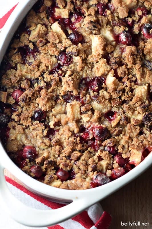 <p>Belly Full</p><p>The best fall flavors come together in this easy Apple Cranberry Crisp, with a brown sugar, cinnamon and pecan crumble topping. </p><p><strong>Get the recipe: <a href="https://bellyfull.net/2009/10/19/apple-cranberry-crisp/?fbclid=IwAR3O7OrmX0c1wyui68q6NMIww-GaPB1ojaqkSxuSvFtpZ55kABpYdUH7IRo" rel="nofollow noopener" target="_blank" data-ylk="slk:Apple Cranberry Crisp;elm:context_link;itc:0;sec:content-canvas" class="link ">Apple Cranberry Crisp</a></strong></p>
