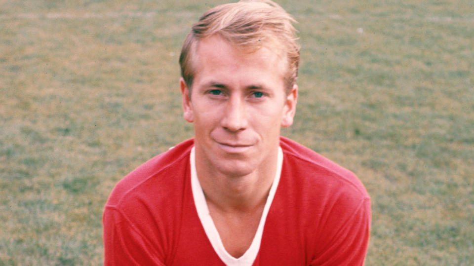 English and Manchester United legend Bobby Charlton, pictured here in 1959, has been diagnosed with dementia. Picture: Don Morley/Allsport