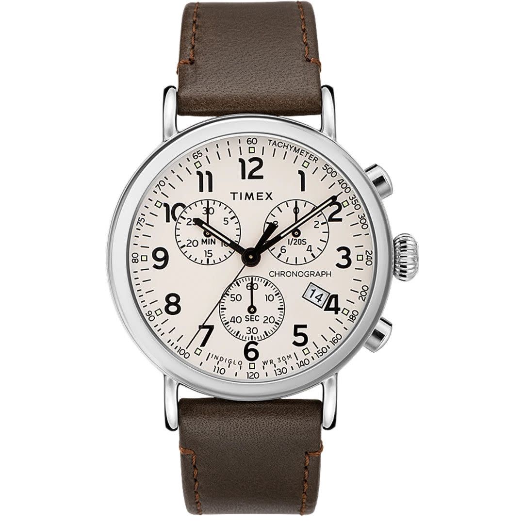 <p><a href="https://go.redirectingat.com?id=74968X1596630&url=https%3A%2F%2Fwww.timex.com%2Fstandard-chronograph-41mm-leather-strap-watch%2FStandard-Chronograph-41mm-Leather-Strap-Watch.html&sref=https%3A%2F%2Fwww.menshealth.com%2Fstyle%2Fg38596438%2Fbest-watches-for-men%2F" rel="nofollow noopener" target="_blank" data-ylk="slk:Shop Now;elm:context_link;itc:0;sec:content-canvas" class="link rapid-noclick-resp">Shop Now</a></p><p>Standard Chronograph 41mm</p><p>timex.com</p><p>$109.00</p>