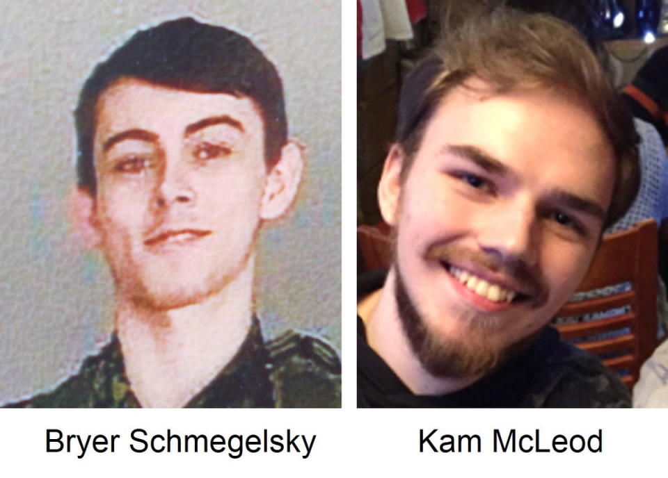 Pictured are Bryer Schmegelsky and Kam McLeod who are on the run from police in Canada.