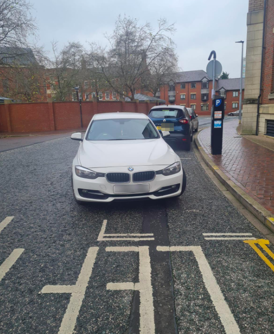 The driver had managed to park half in and half out of the space. (Reach)