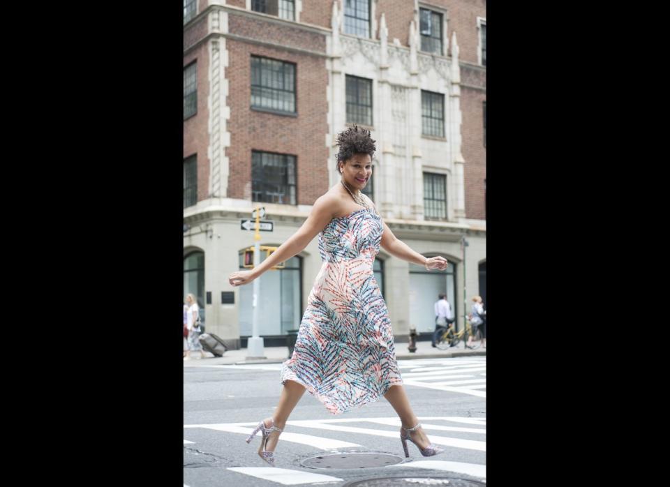 "These shoes make me jump for joy -- and because they're so darn comfortable I literally can."  <em>Photo Credit: Raydene Salinas/AOL</em>