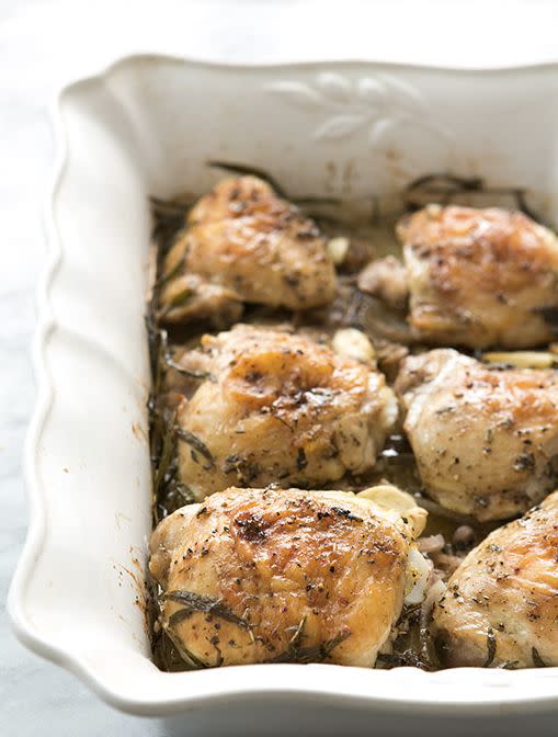 <strong>Get the <a href="http://www.simplyrecipes.com/recipes/herb_roasted_chicken_thighs_with_potatoes/" target="_blank">Herb Roasted Chicken Thighs with Potatoes recipe</a> from Simply Recipes</strong>