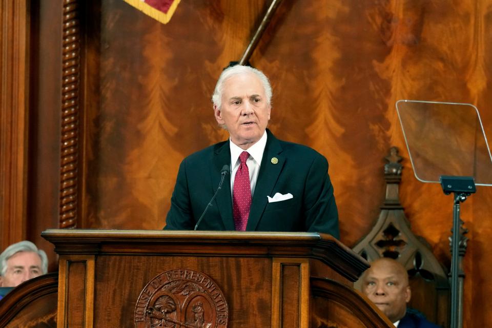 Gov. Henry McMaster gives his State of the State address on Wednesday, Jan. 25, 2023, in Columbia, S.C. (AP Photo/Meg Kinnard)