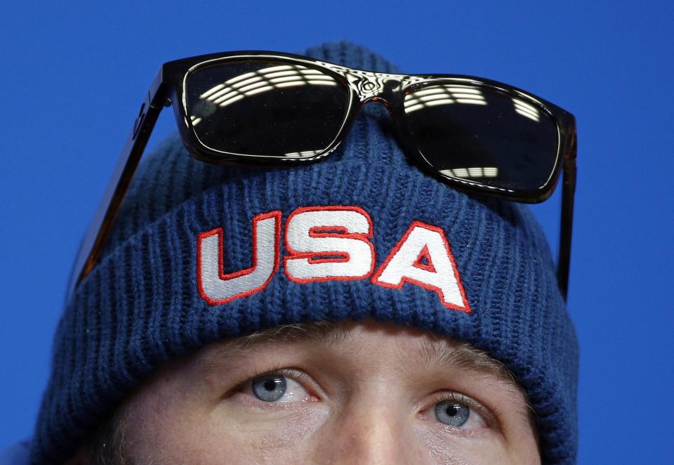 FILE - In this Thursday, Feb. 6, 2014 file photo United States' Bode Miller looks up during a US ski team press conference at the Gorki media centre at the Sochi 2014 Winter Olympics, in Krasnaya Polyana, Russia. Bode Miller has revealed that he needs Lasik eye surgery and regrets not having the operation before the Olympics. After dominating the training sessions, Miller finished only eighth in Sunday's downhill race. (AP Photo/Christophe Ena, File)