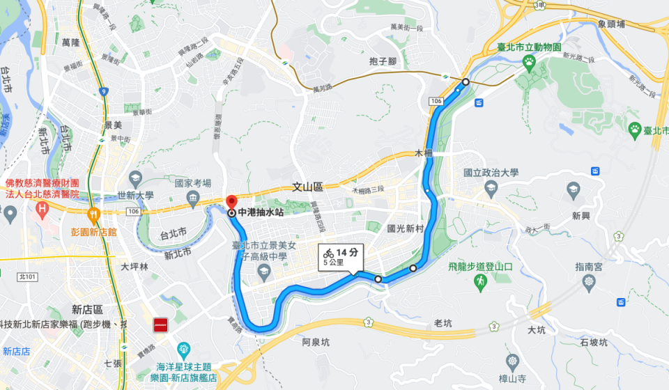 道南河濱公園10K路線。（圖/google map）