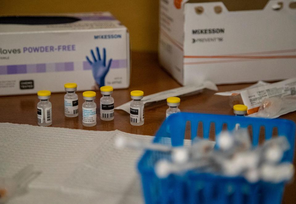 Vials of the smallpox and monkeypox vaccine are seen during a vaccine clinic at DAP Health in Palm Springs, Calif., Saturday, Sept. 10, 2022. 