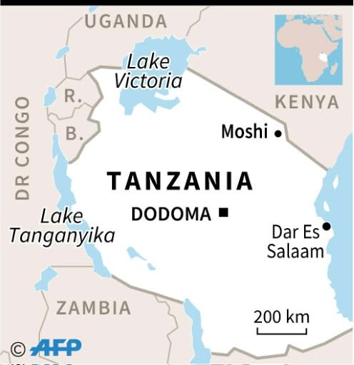 Map locating the town of Moshi in Tanzania where at number of people were killed in a stampede at an open-air church service, officials said Sunday