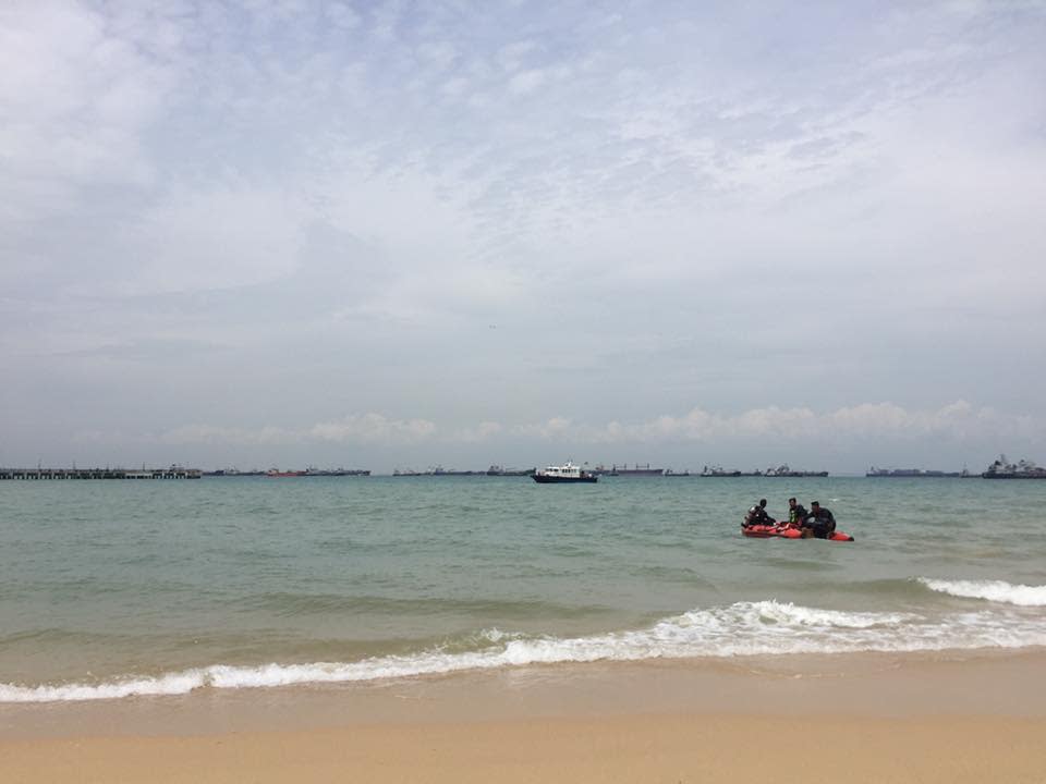 The SCDF is conducting a search operation off East Coast Beach. (Photo: SCDF/Facebook)