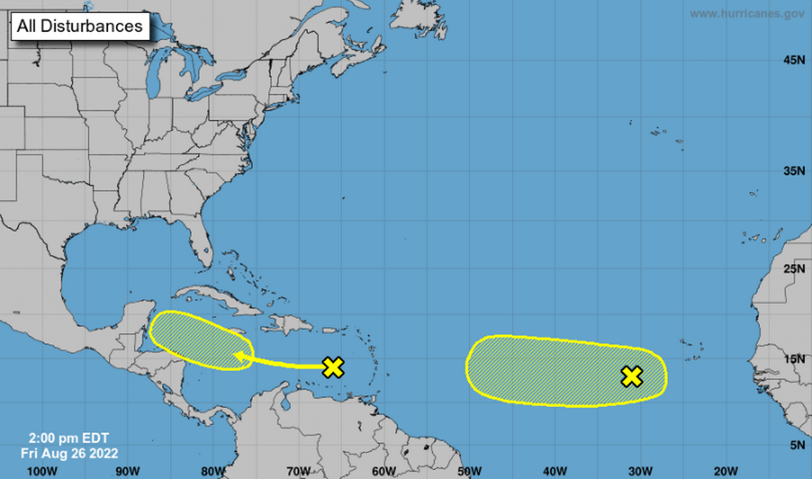 Forecasters are monitoring two disturbances in the Atlantic basin.
