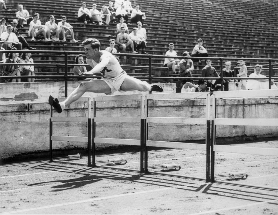 Elmer Gedeon in 1939 on the University of Michigan's track team.