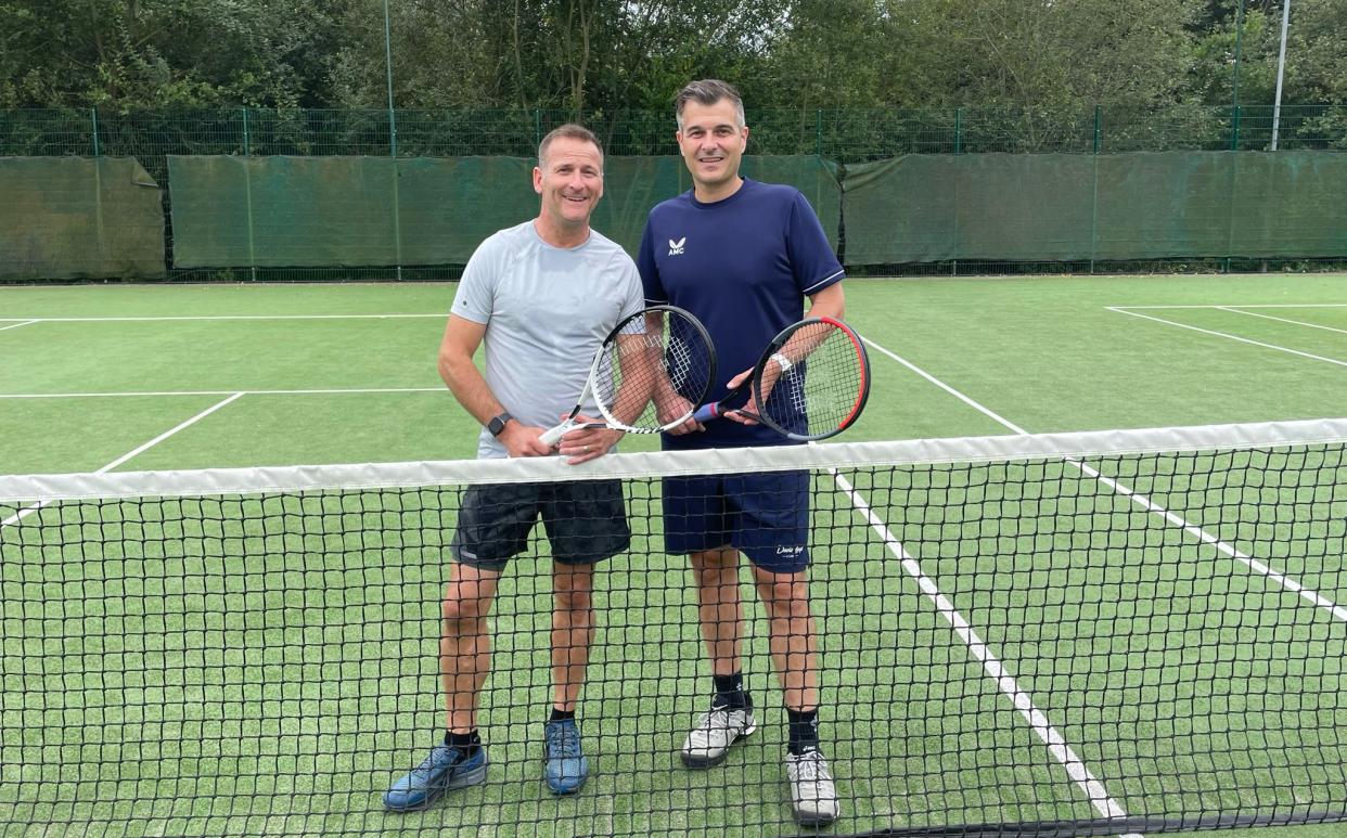 Nick Harding with tennis coach Matt Henley