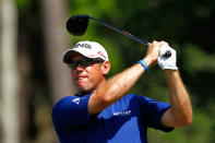 PONTE VEDRA BEACH, FL - MAY 10: Lee Westwood of England hits his tee shot on the ninth hole during the first round of THE PLAYERS Championship held at THE PLAYERS Stadium course at TPC Sawgrass on May 10, 2012 in Ponte Vedra Beach, Florida. (Photo by Mike Ehrmann/Getty Images)