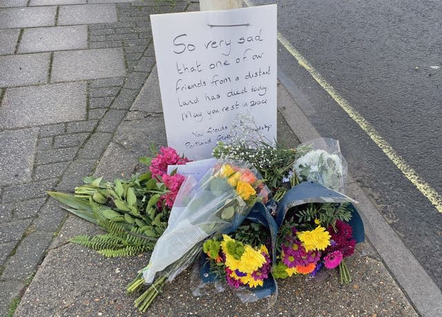 Flowers left in tribute