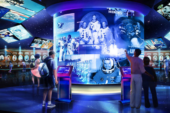 Inside the new U.S. Astronaut Hall of Fame — part of the Heroes and Legends attraction opening in 2016 at NASA's Kennedy Space Center Visitor Complex – guests will be able to use interactive features to learn more about the nearly 100 astronaut