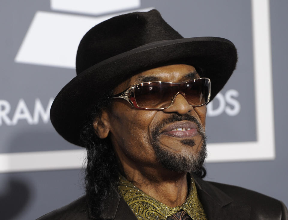 In this Feb. 13, 2011 file photo, Chuck Brown arrives at the 53rd annual Grammy Awards in Los Angeles. Brown, who styled a unique brand of funk music as a singer, guitarist and songwriter known as the "godfather of go-go," <a href="http://www.huffingtonpost.com/2012/05/16/chuck-brown-dead-godfather_n_1522375.html">died Wednesday, May 16, 2012</a> after suffering from pneumonia. He was 75.