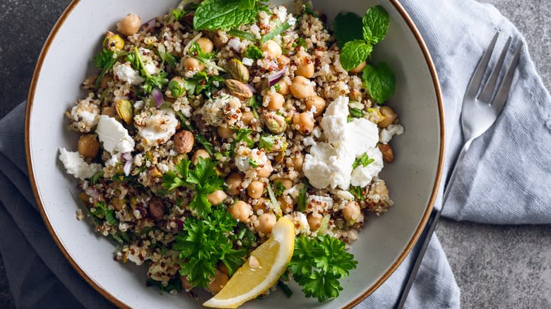 Bowl filled with Jennifer Aniston TikTok salad