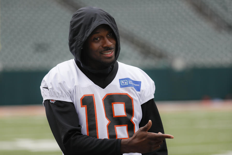 A.J. Green is expected to play for the Bengals on Sunday after rehabbing from torn ankle ligaments suffered during training camp. (AP/John Minchillo)