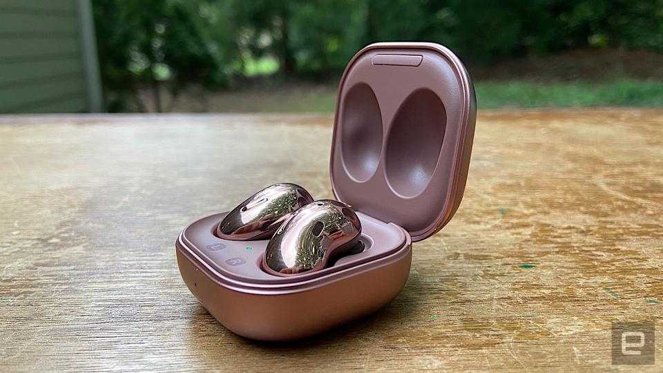 Samsung’s latest true wireless earbuds have a unique “open type” design that will keep you from cramming them in your ears. While that does make them a bit more comfortable, you do have to sacrifice sound quality and the effectiveness of ANC. There are some attractive features here, but the company’s Galaxy Buds+ are the better option at this point.