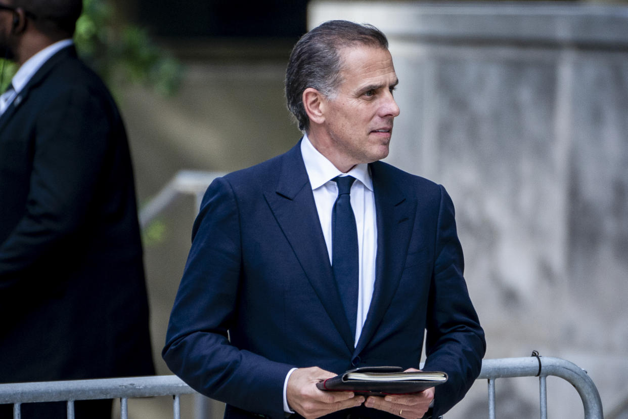 Hunter Biden departs at the end of the day in his firearms trial at the federal courthouse in Wilmington, Del., on Monday, June 10, 2024. (Haiyun Jiang/The New York Times)