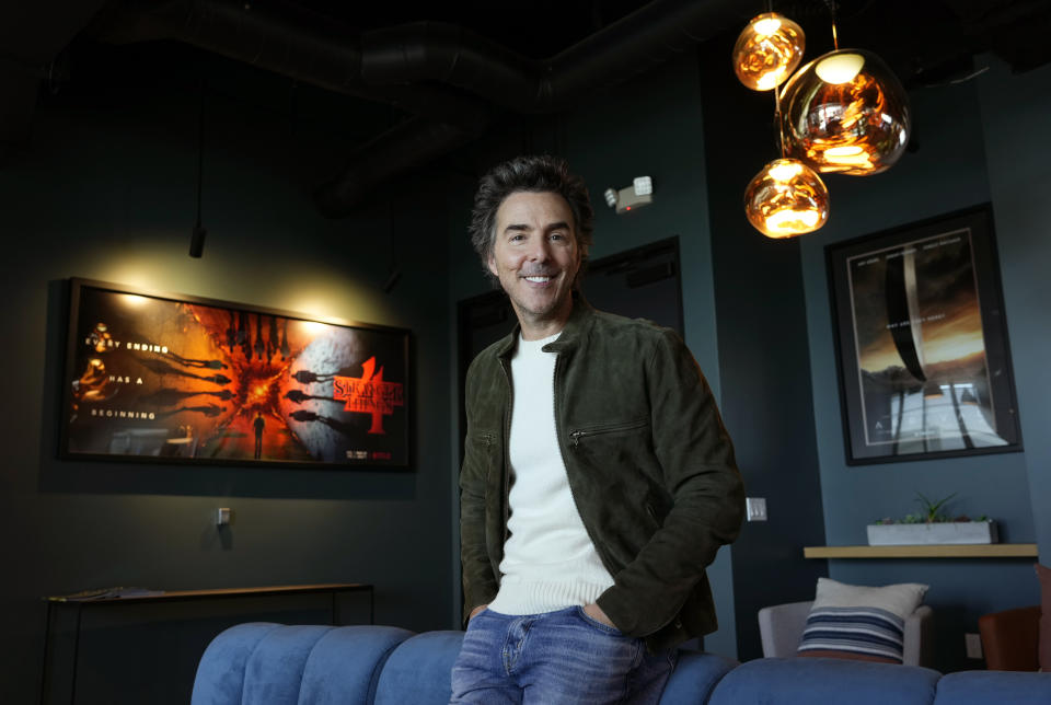 Producer-director Shawn Levy poses for a portrait in his office, Thursday, Oct. 12, 2023, in West Hollywood, Calif., to promote his limited-series "All the Light We Cannot See" based on the best-selling novel. (AP Photo/Chris Pizzello)