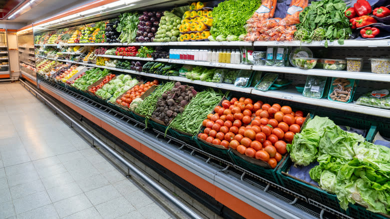 produce section at grocery store