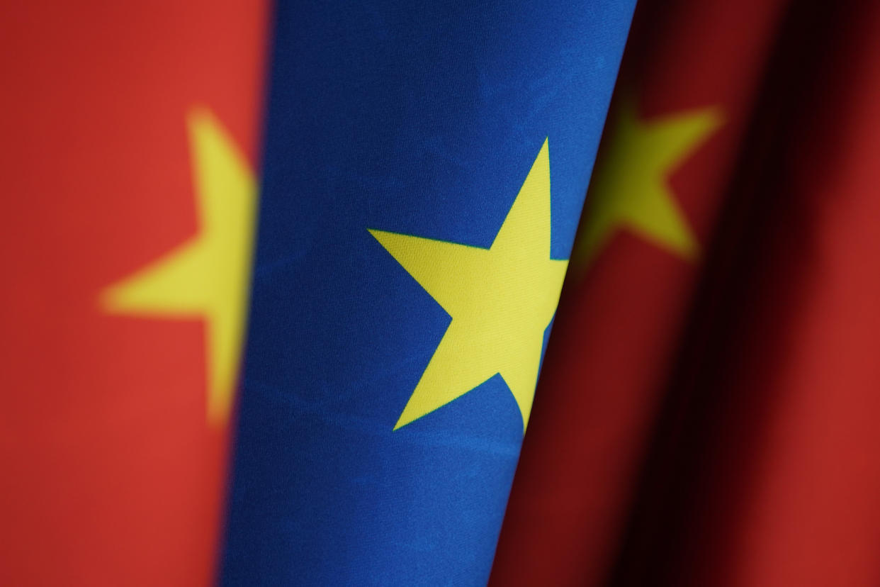 Flags of China and the European Union. Photo: Sean Gallup/Getty Images