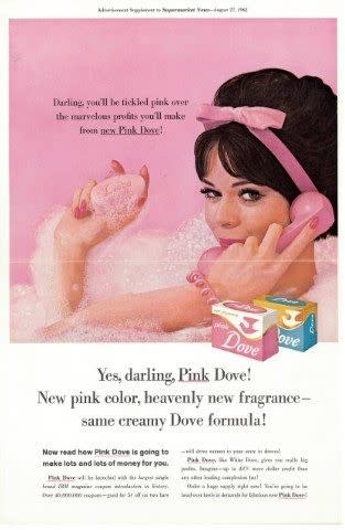 Aren't you tickled pink over this 1962 Dove pink beauty bar ad? (Photo: Dove)