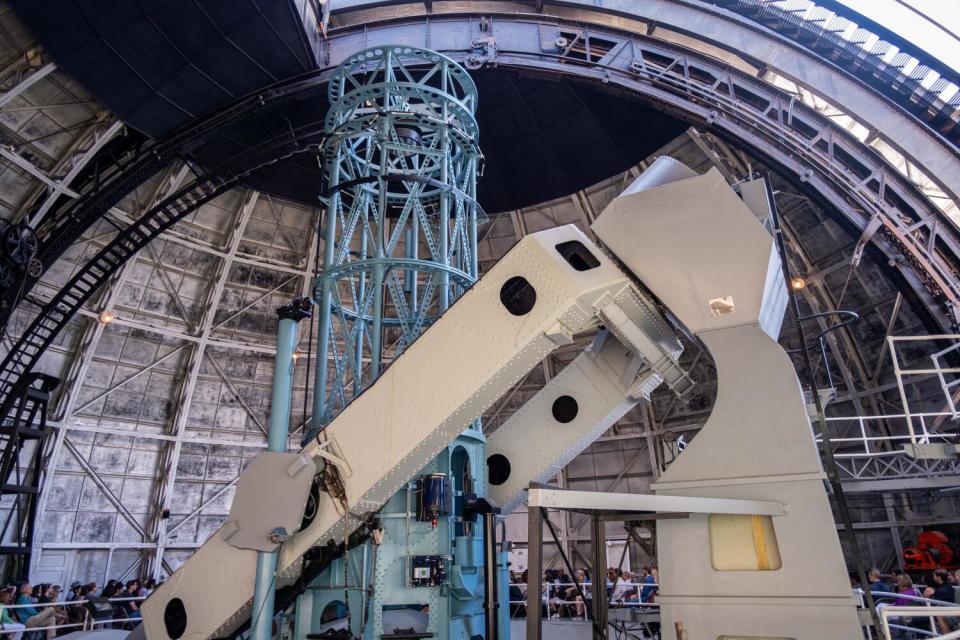 The inside of an observatory dome.