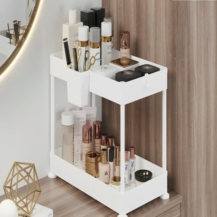 a two tier organizer on a counter