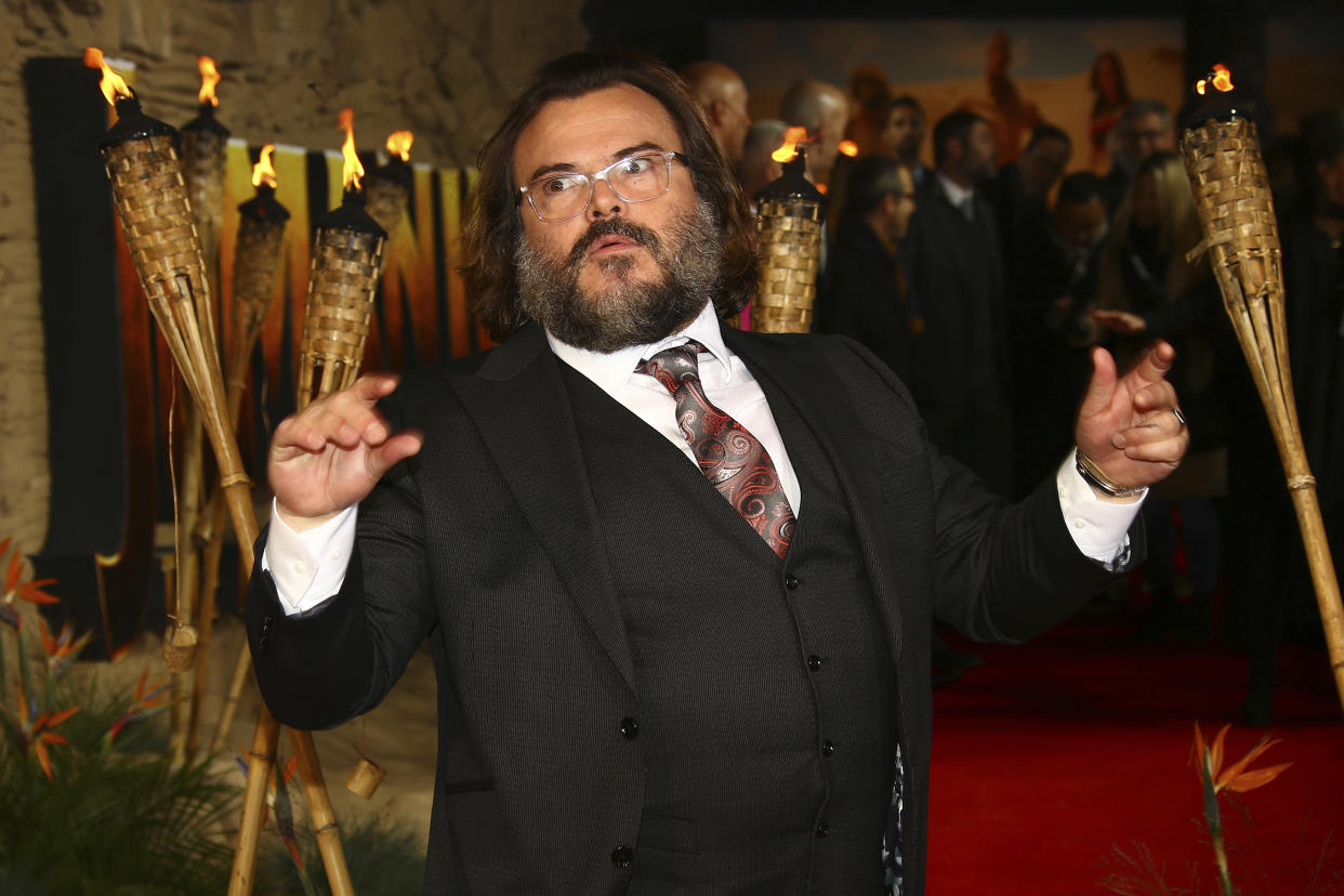 Actor Jack Black poses for photographers upon arrival at the premiere of the film 'Jumanji The Next Level', in central London, Thursday, Dec. 5, 2019. (Photo by Joel C Ryan/Invision/AP)