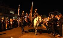 The 12 light horsemen lead veterans into the service on the Gold Coast. Source: AAP