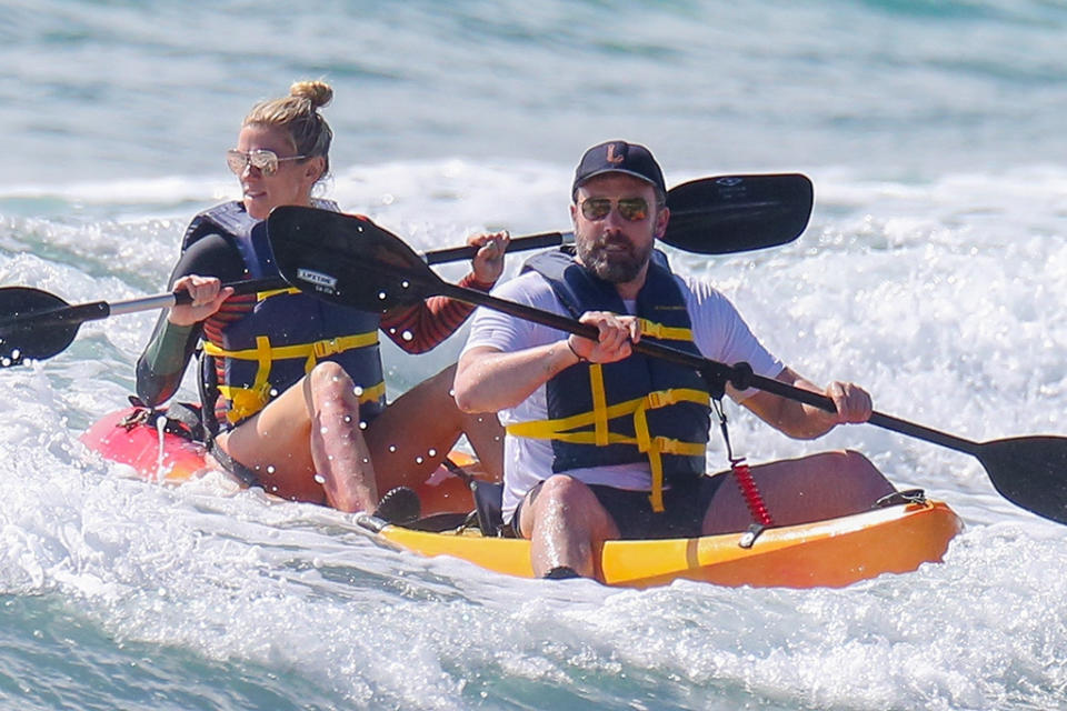 <p>The happy coupled braved the Hawaiian waves as they kayaked in Honolulu on Tuesday. Affleck is currently shooting his new film <em>Triple Frontier</em> in Hawaii, but managed to find some downtime to play in the pacific with his lady. (Photo: Flightrisk/BACKGRID)<br><br></p>