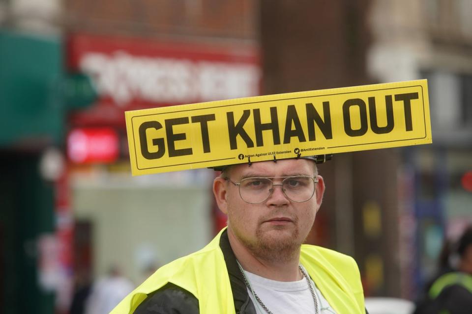 A protester at the anti-Ulez demonstration (PA)