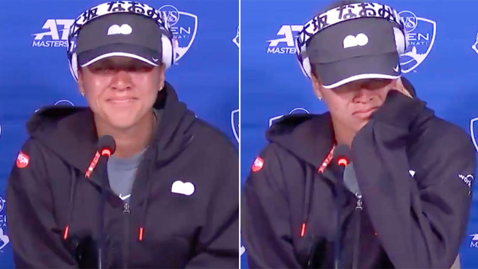 Seen here, Noami Osaka broke down in tears during a Cincinnati press conference.